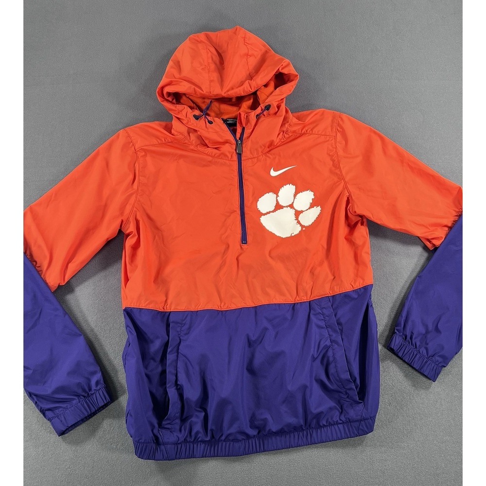 Nike Clemson Tigers XS Half Zip Pullover Wind Jacket Purple & Orange Football